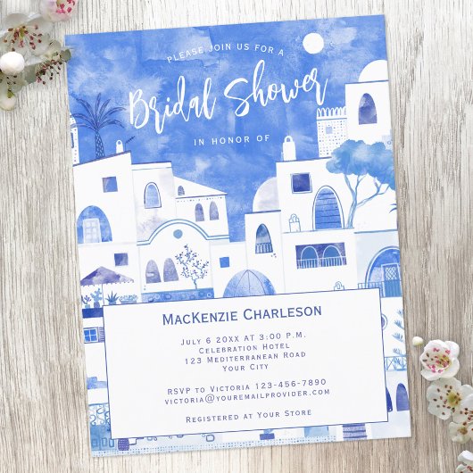 Santorini Bridal Dusche Einladung Postkarte
