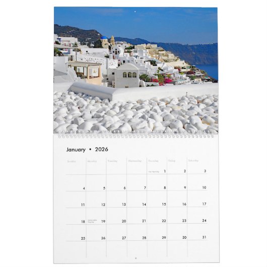 santorini Calendar Kalender (Jan 2026)