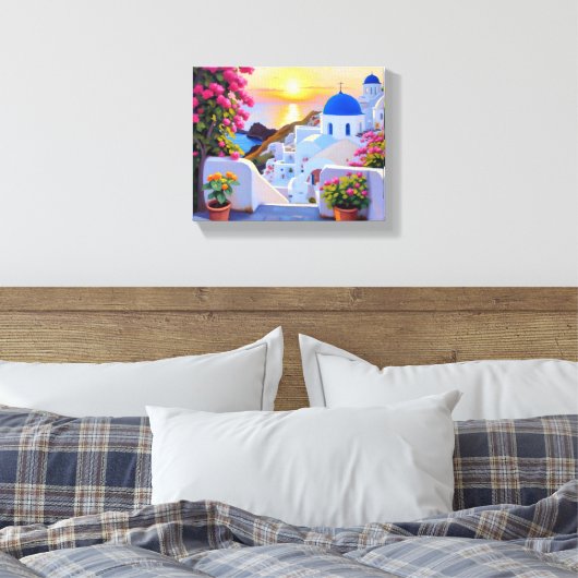 Santorini Canvas Print Leinwanddruck (Insitu (Schlafzimmer))