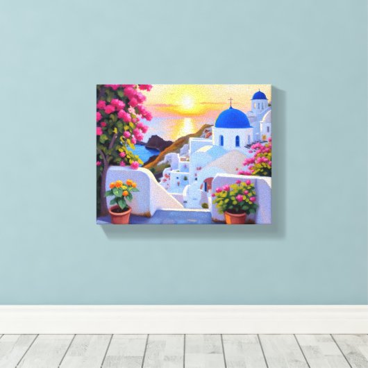 Santorini Canvas Print Leinwanddruck (Insitu (Holzboden))