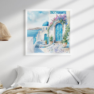 Santorini Church Beach Coasta Poster