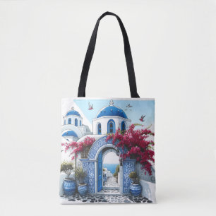 Santorini Church Blue Wedding Anniversary Custom Tasche