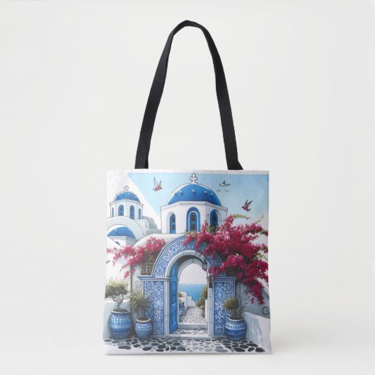Santorini Church Blue Wedding Anniversary Custom Tasche (Vorderseite)