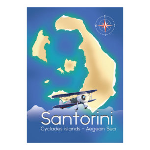 Santorini Cyclades Inseln Ägäisches Meer Karte Fotodruck