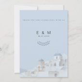 Santorini Destination Wedding | Blue & White Einladung (Rückseite)