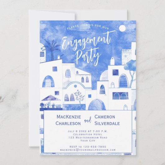 Santorini-Engagement Einladung (Vorderseite)