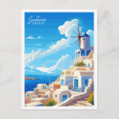 Santorini England Vintage Illustration Postkarte (Vorderseite)