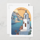 Santorini erkunden, Griechenland Postkarte (Vorne/Hinten)