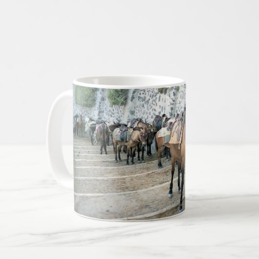 Santorini Esel auf den Schritten in Fira Kaffeetasse (Vorderseite Links)