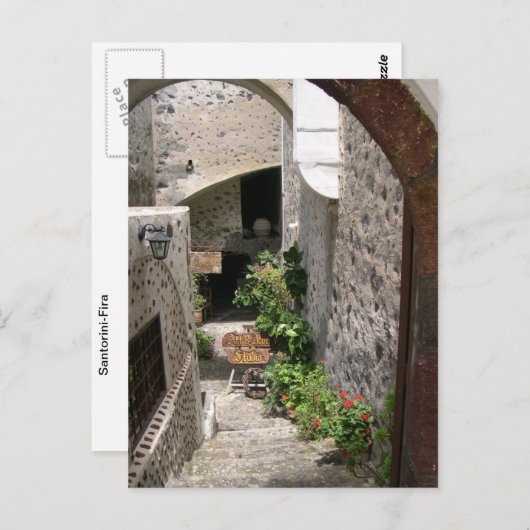 Santorini Fira Postkarte (Vorne/Hinten)