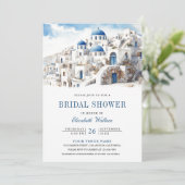 Santorini Foto Brautparty Einladung (Stehend Vorderseite)