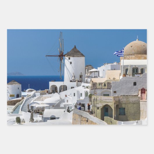 Santorini Foto der Weißen Gebäude auf der Hillside Geschenkpapier Set (Vorderseite 2)