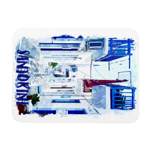 Santorini Foto Magnet (Horizontal)