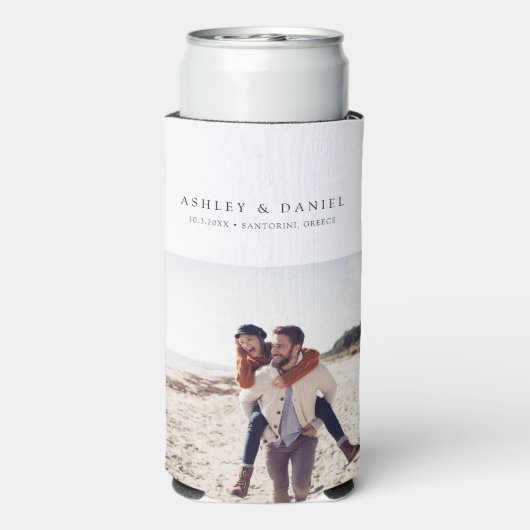 Santorini-Gastgeschenk Hochzeit Selters Dosenkühler (Seltzer Rückseite)