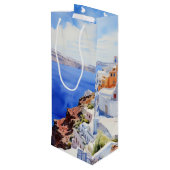 Santorini Geschenktüte Für Weinflaschen (Rückseite Schrägansicht)