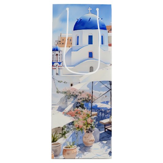 Santorini Geschenktüte Für Weinflaschen (Vorderseite)