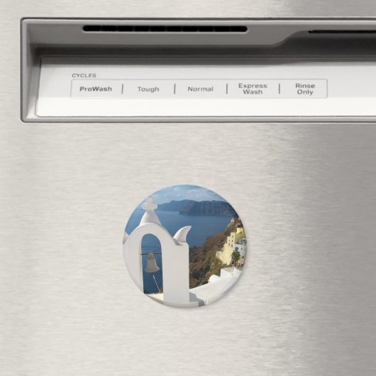 Santorini-Glockenturm am Nachmittag Magnet (In Situ (Geschirrspüler))