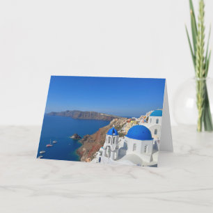 Santorini Greece Blue Domed Church Foto Karte
