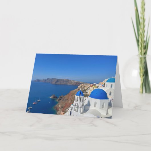 Santorini Greece Blue Domed Church Foto Karte (Vorderseite)