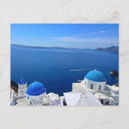 Santorini Greece Blue Domed Church Foto Postkarte