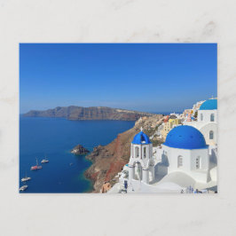 Santorini Greece Blue Domed Church Foto Postkarte