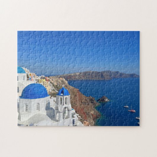 Santorini Greece Blue Domed Church Foto Puzzle (Horizontal)
