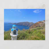 Santorini Greece Blue Domed Church Postkarte (Vorderseite)