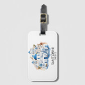 Santorini Greece Blue Roof Gebäude Architecture Gepäckanhänger (Vorderseite Vertikal)