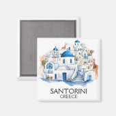Santorini Greece Blue Roof Gebäude Architecture Magnet (Vorderseite/Rückseite)