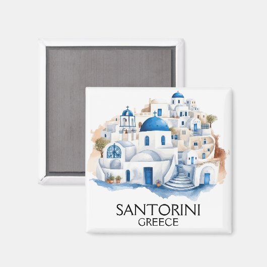 Santorini Greece Blue Roof Gebäude Architecture Magnet (Vorderseite/Rückseite)