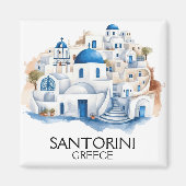 Santorini Greece Blue Roof Gebäude Architecture Magnet (Vorne)