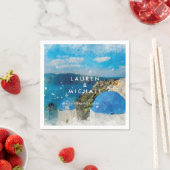 Santorini Greece Hochzeitsnapkins Serviette (Beispiel)