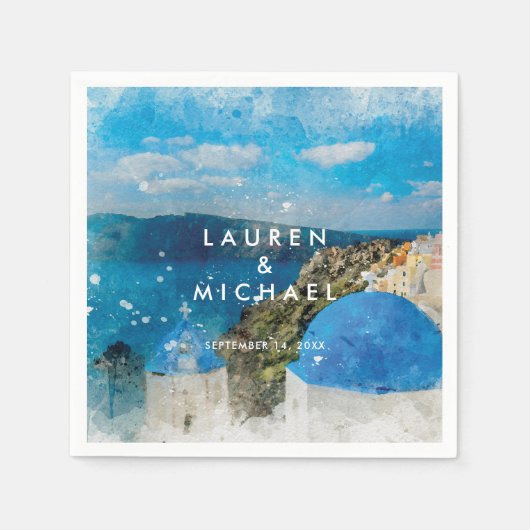 Santorini Greece Hochzeitsnapkins Serviette (Vorderseite)
