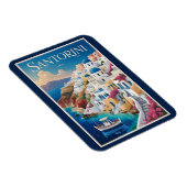 Santorini Greece Illustration Travel Art Vintage Magnet (Rechte Seite)