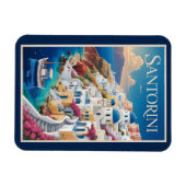 Santorini Greece Illustration Travel Art Vintage Magnet (Horizontal)