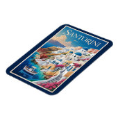 Santorini Greece Illustration Travel Art Vintage Magnet (Linke Seite)