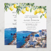 Santorini Greece Lemons All In One Wedding Einladung (Vorne/Hinten)