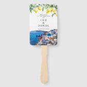Santorini Greece Lemons Watercolor Wedding Program Fächer (Vorderseite)