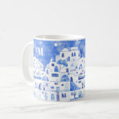 Santorini Greece Monogram Watercolor Kaffeetasse (Vorderseite Links)