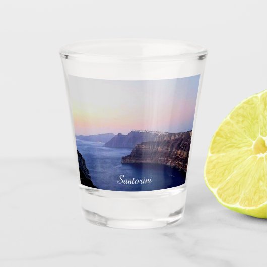 Santorini Greece Souvenir Shot Glass Schnapsglas (Vorderseite)