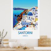 Santorini Greece Travel Poster (Küche)