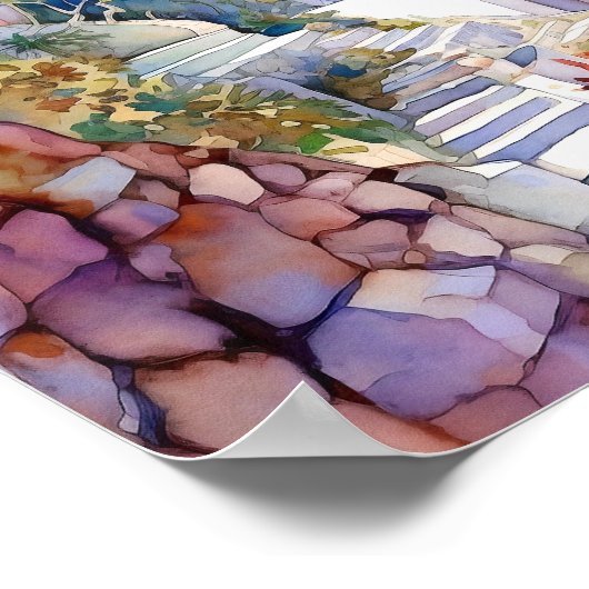 Santorini Greece Wall Art Square Poster (Ecke)