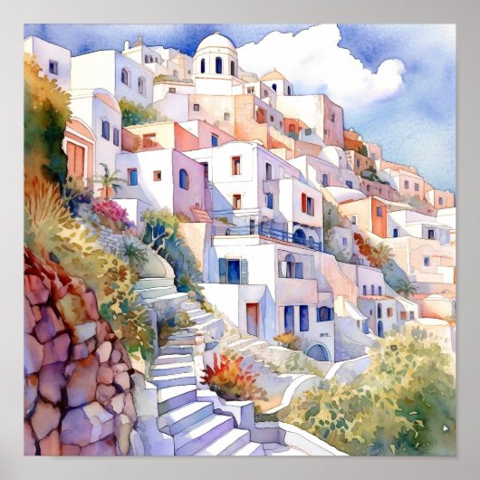 Santorini Greece Wall Art Square Poster (Vorne)