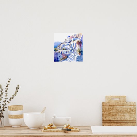 Santorini Greece Wall Art Square Poster (Küche)