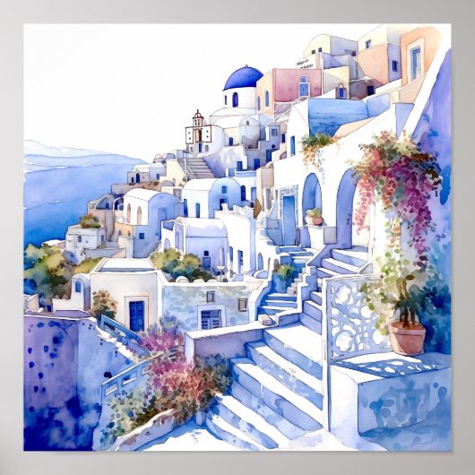 Santorini Greece Wall Art Square Poster (Vorne)
