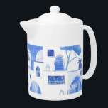 Santorini Greece Watercolor Blue White<br><div class="desc">Ein modernes blau-weißes Aquarellbild von Oia auf der atemberaubenden griechischen Insel Santorin. Originelle Kunst von Nic Squirrell.</div>