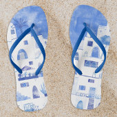 Santorini Greece Watercolor Blue White Badesandalen