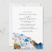 Santorini Greece Watercolor Destination Wedding Einladung (Vorderseite)