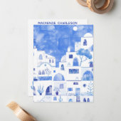 Santorini Greece Watercolor Personalized Mitteilungskarte (Vorderseite/Rückseite Beispiel)