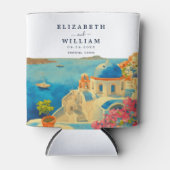 Santorini Greece Watercolor Skyline Wedding Dosenkühler (Vorderseite)